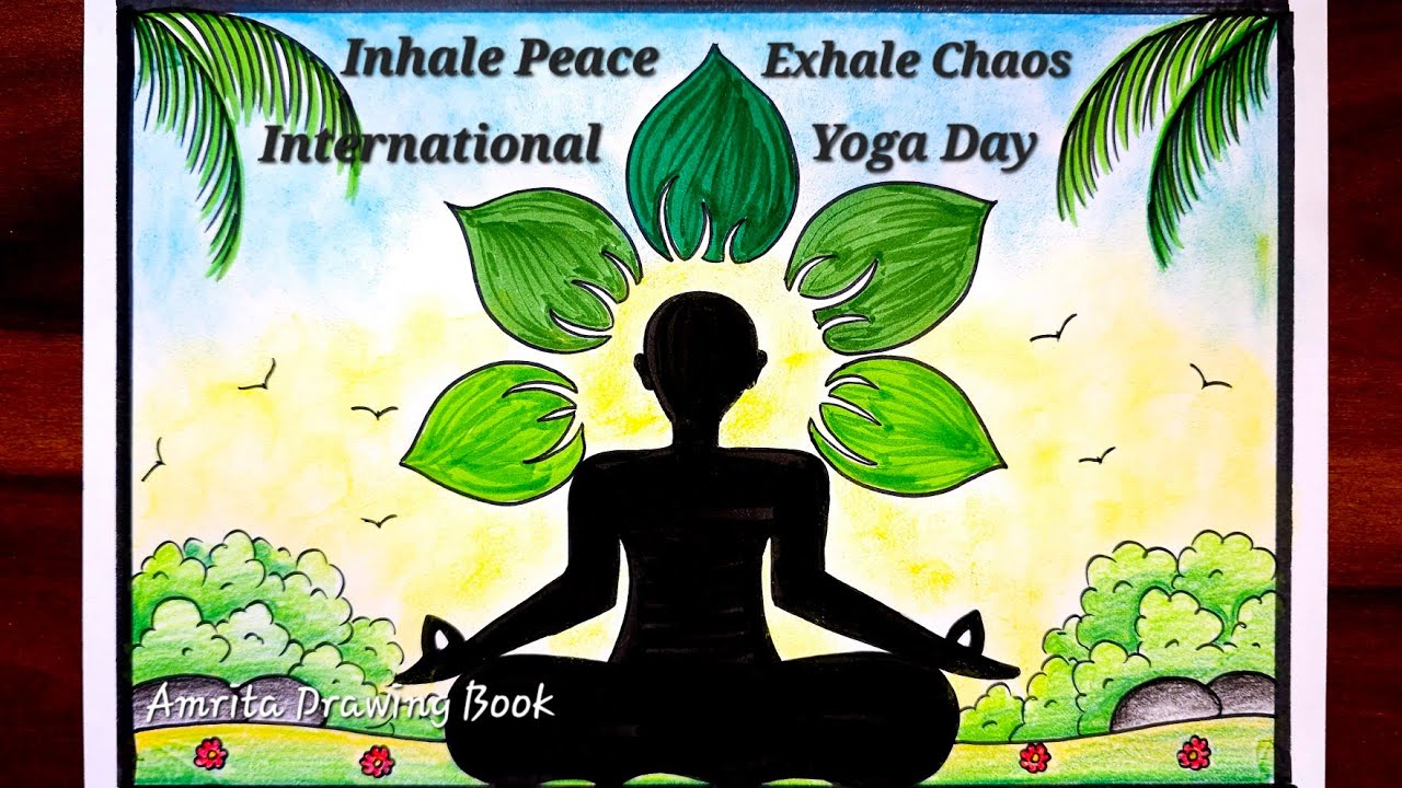 International Yoga Day Drawing easy |Yoga Day Poster |Yoga Drawing |Chart Project Making on Yoga Day