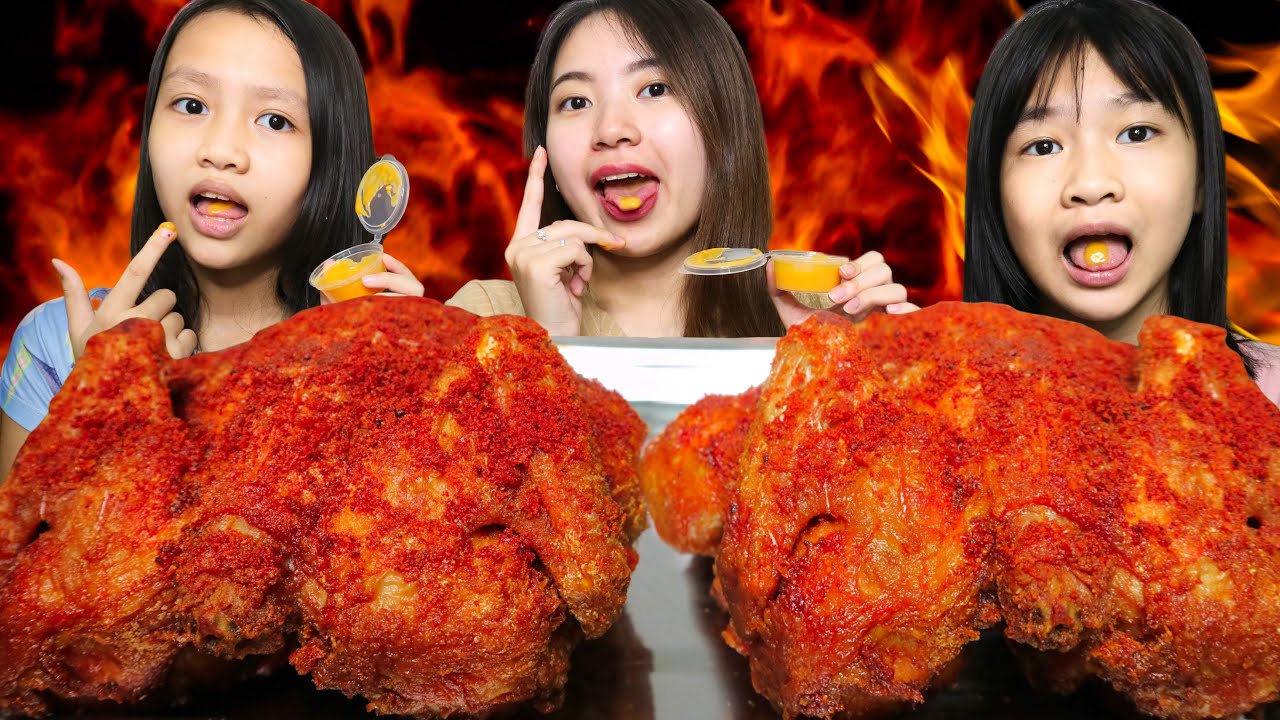 MUKBANG AYAM UTUH PEDAS‼️RICHEESE FACTORY | FIRE FLYING CHICKEN 🔥🥵