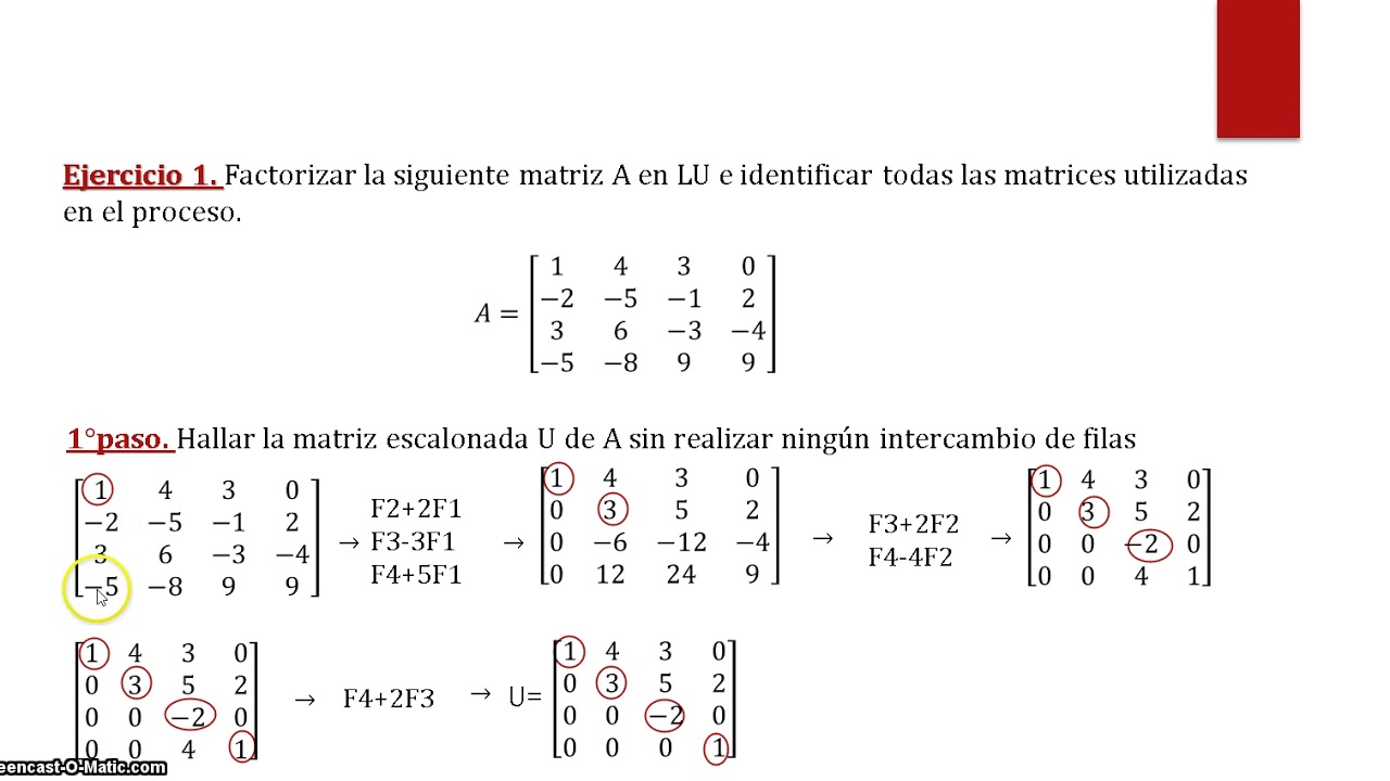 Ejercicio 1 Factorizacion LU