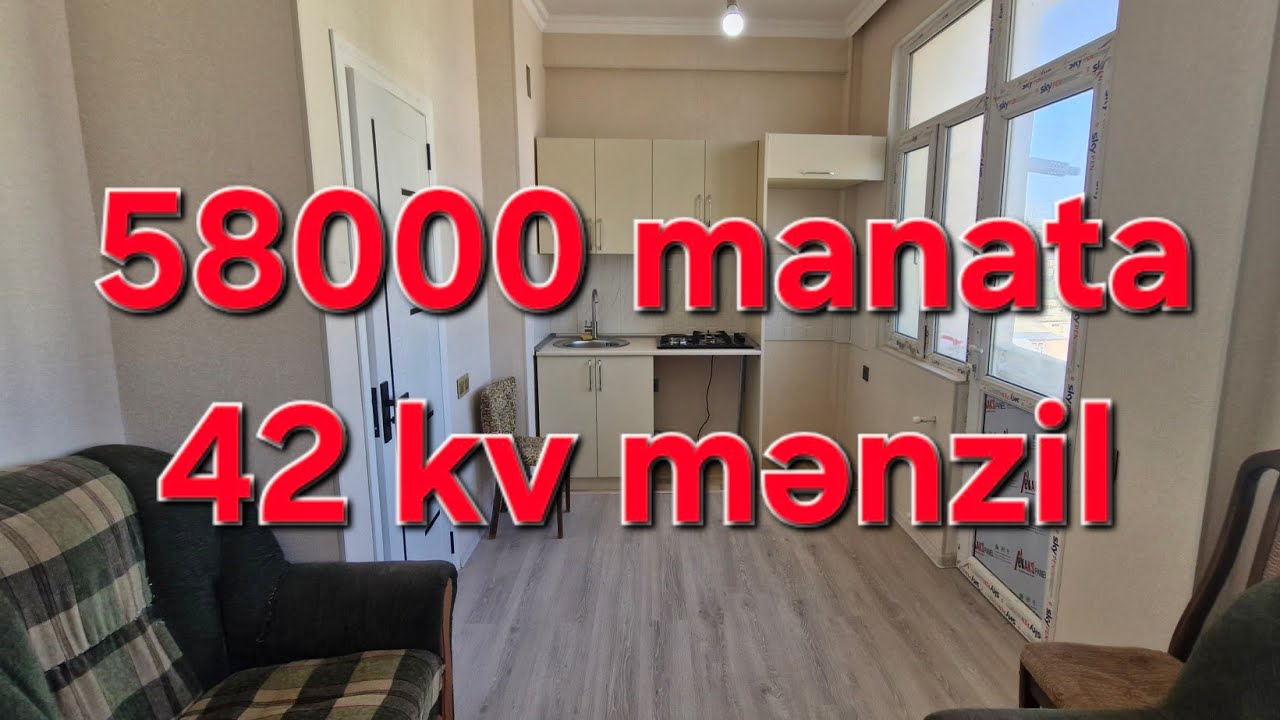 yol kənarı 42 kv mənzil 58000 manata əşyalı satılır.0558774779