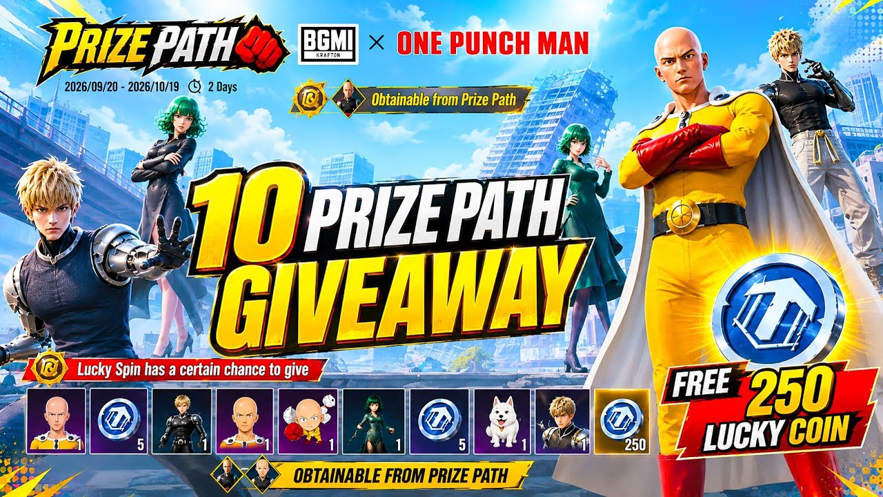 😱OMG 10 PRIZE PATH GIVEAWAY🎁 | BGMI PRIZE PATH IS HERE🔥 | GET FREE 250 + LUCKY COIN