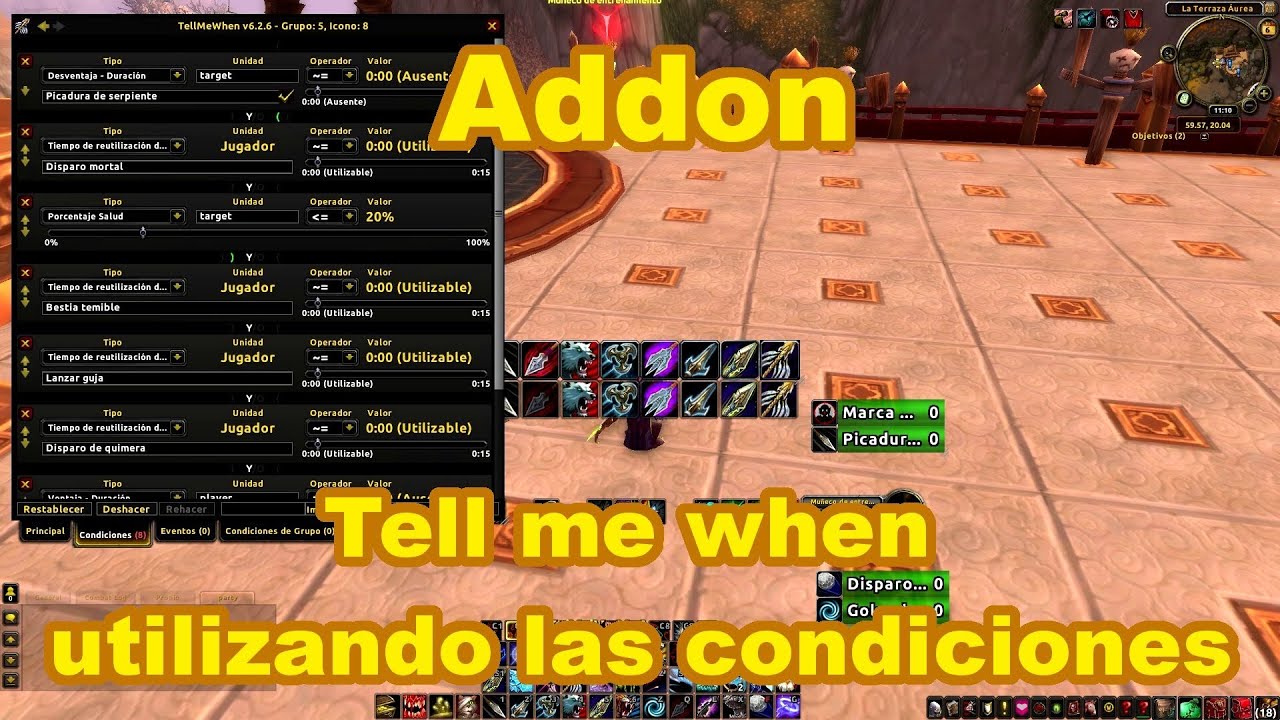 Addon - Tell me when utilizando las condiciones (2 de 2)