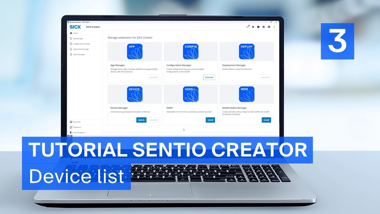 Tutorial Sentio Creator &ndash; Device list