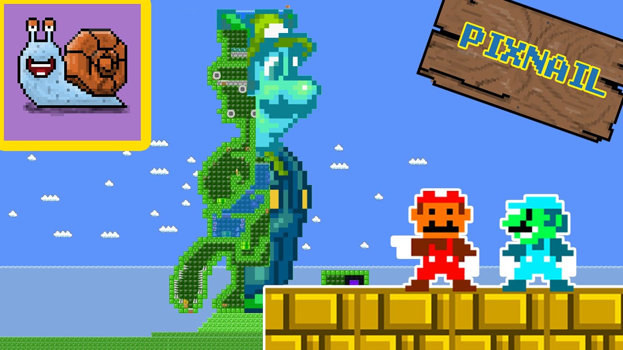 Pixnail: Super Mario FIRE and ICE - LUIGY Maze mayhem Water | Animation