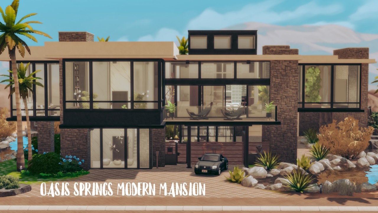 Oasis Springs Modern Mansion | CC | Affluista Mansion | The Sims 4 | Tour