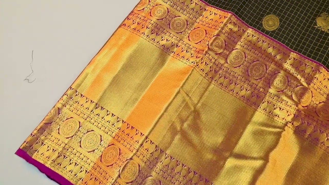 Handloom Kanchipuram pure silk saree in black with meganta color attch with silk mark tag9626401640
