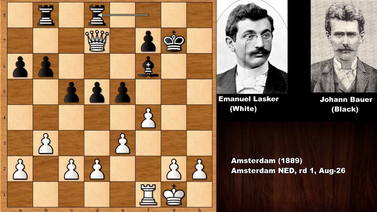 Emanuel Lasker vs Johann Hermann Bauer - Amsterdam (1889)