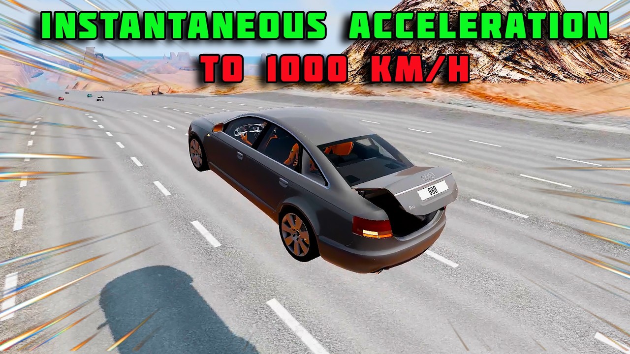 Instant Car Acceleration to 1000 km/h.! Realistic Destruction! BeamNG Drive \ Ep.7