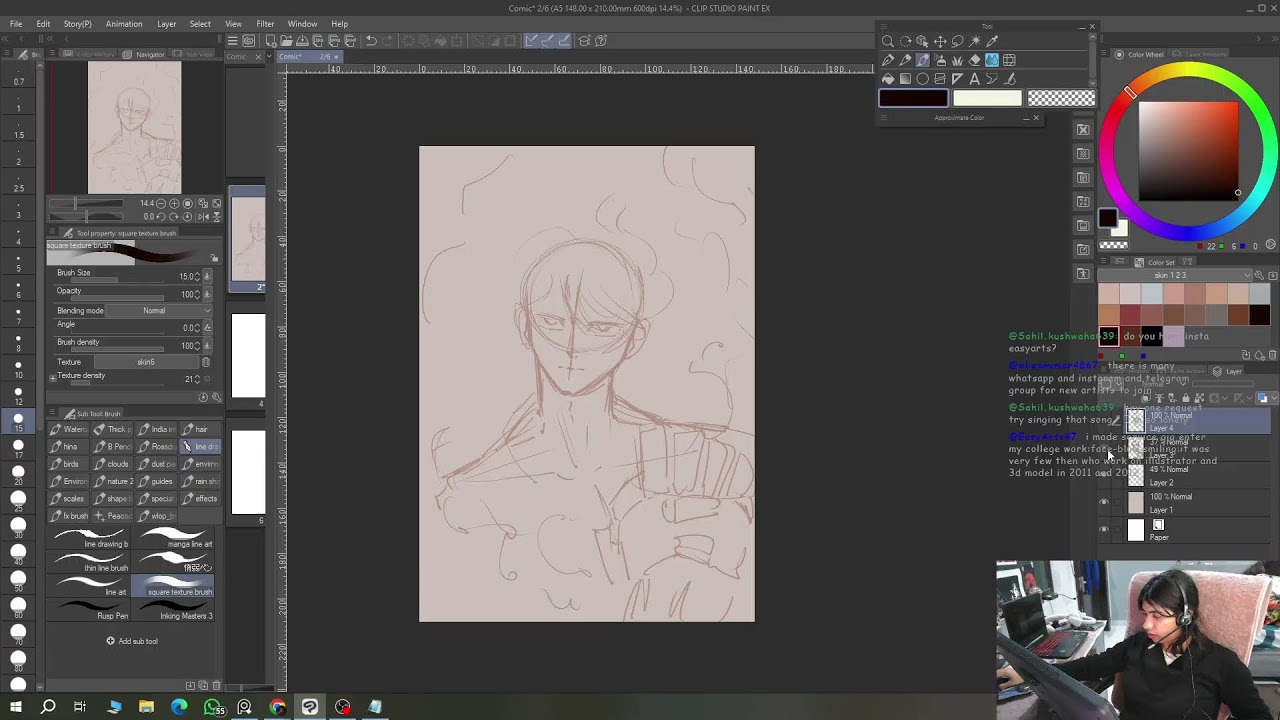Drawing LIVE  :Learn from Pro manga artist #genshinimpact #clipstudiopaint