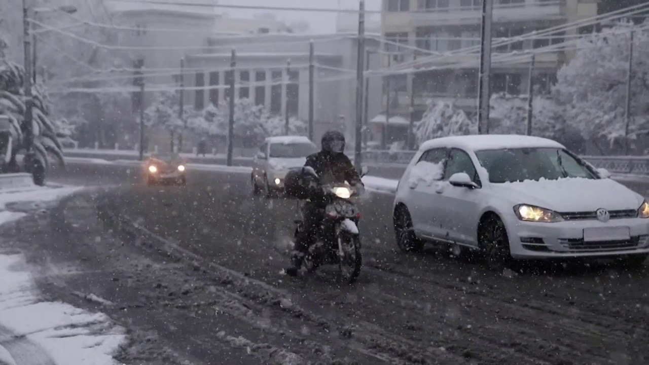 Athens Acropolis covered in a blanket of snow