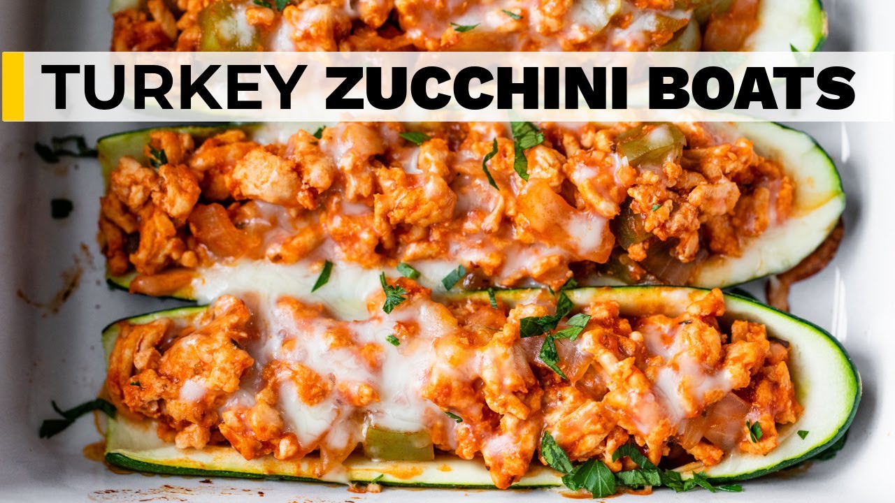 STUFFED ZUCCHINI BOATS | healthy high protein, low carb recipe!