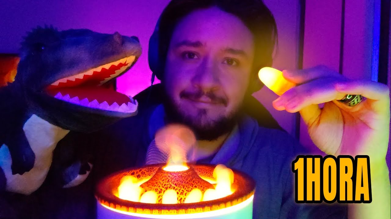 ASMR INSANO | 1 HORA DE LUCES MAGICAS VOLCÁN Y DINO ✨