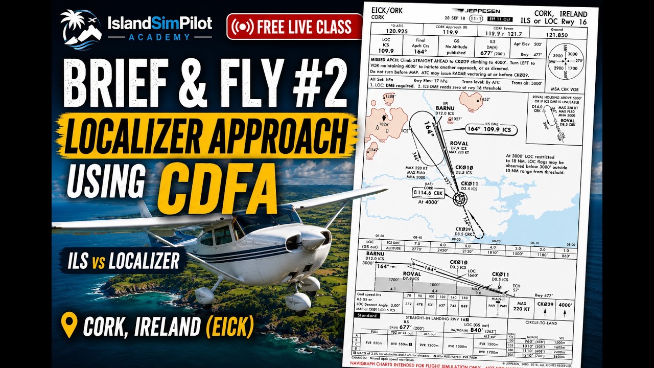 IslandSimPilot Academy: Brief & Fly #2 | ILS or LOC RWY 16, Cork, Ireland (EICK)