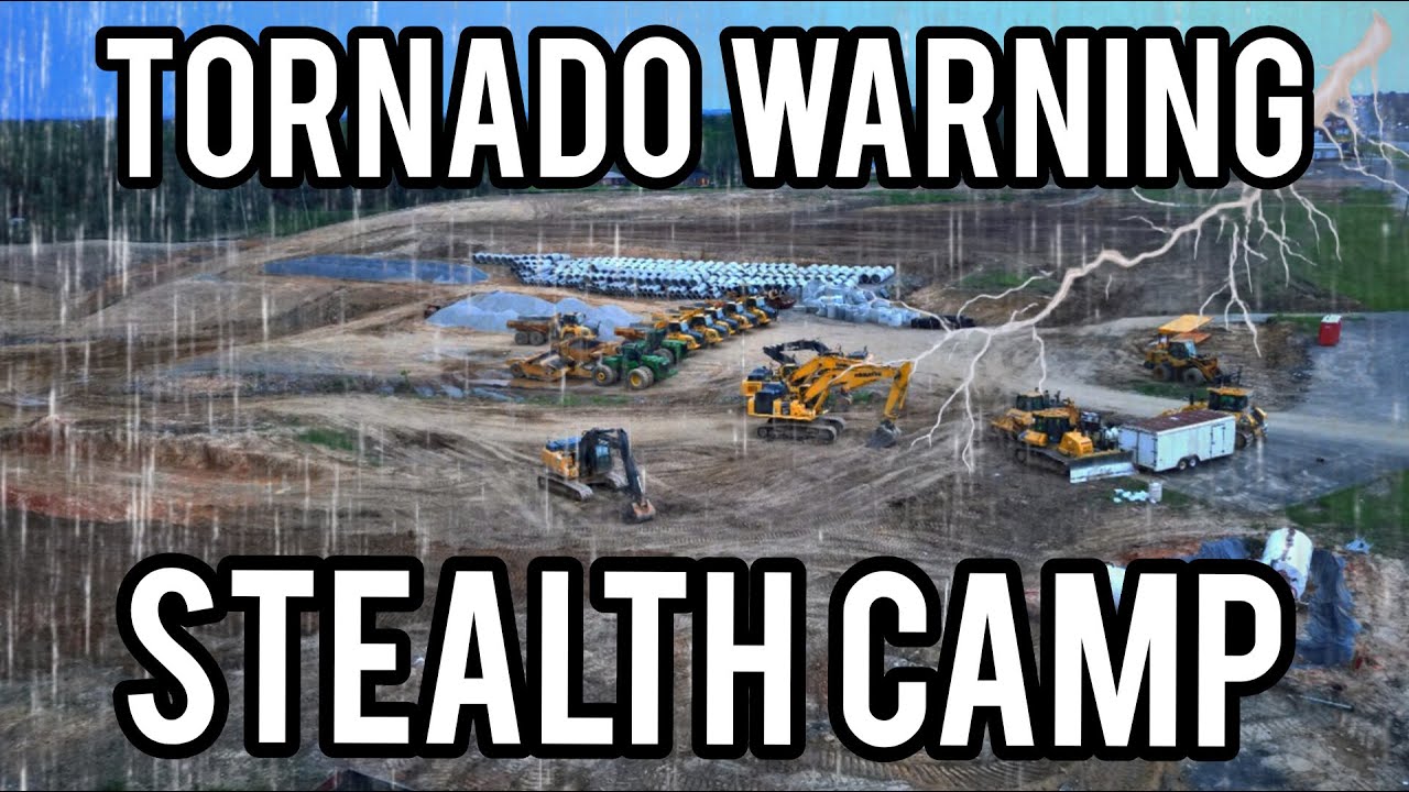 Construction Site Stealth Camping During A Tornado Warning!
