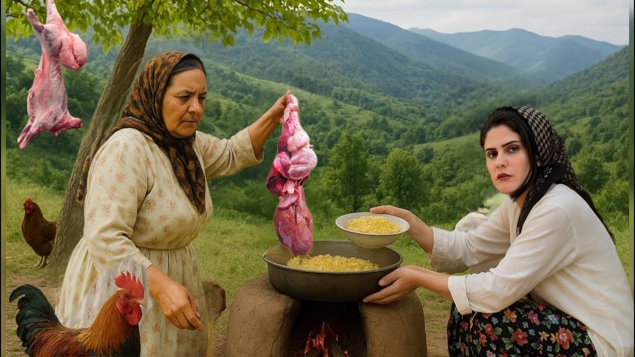 Pure experience of rural life: cooking liver/relaxing Iranian girls