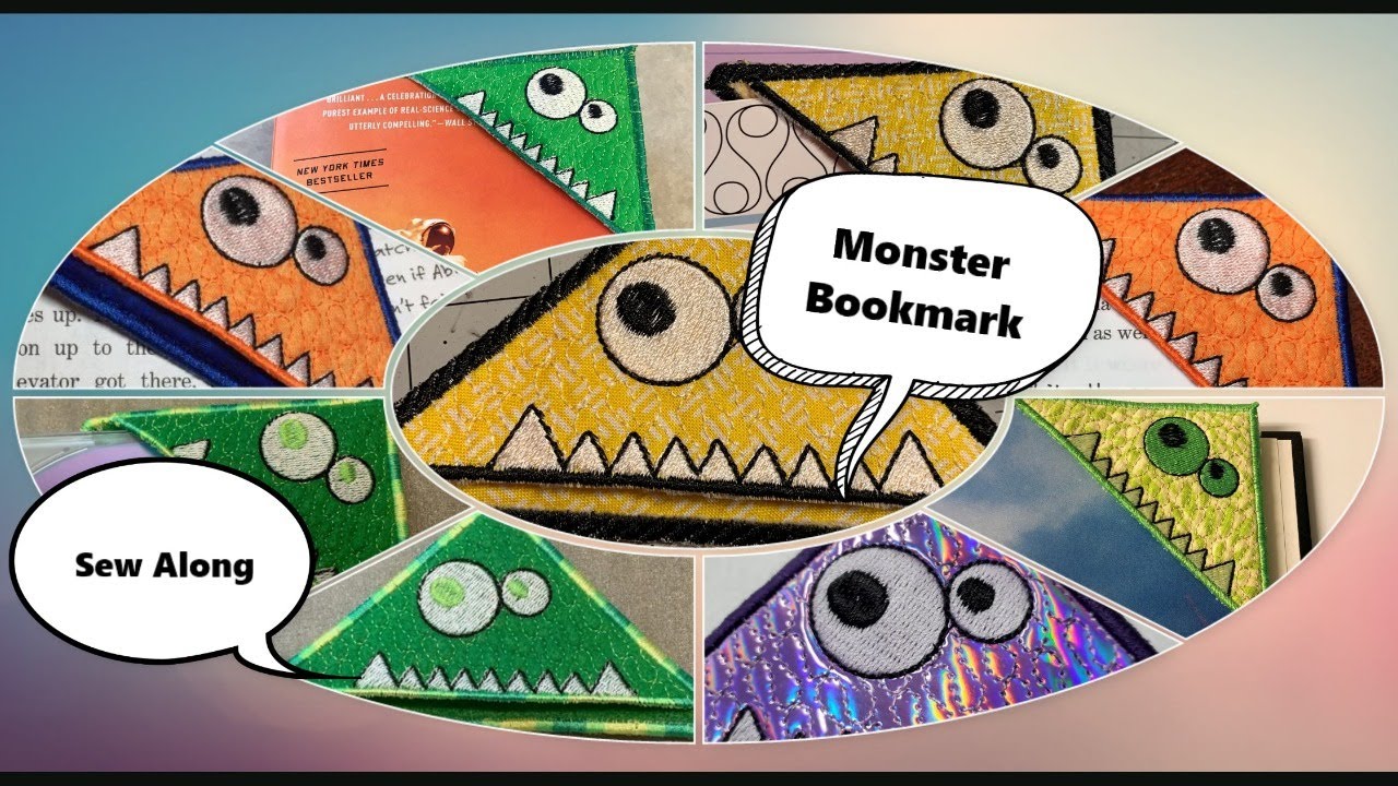 OML Live!  ITH in the hoop Monster Bookmark