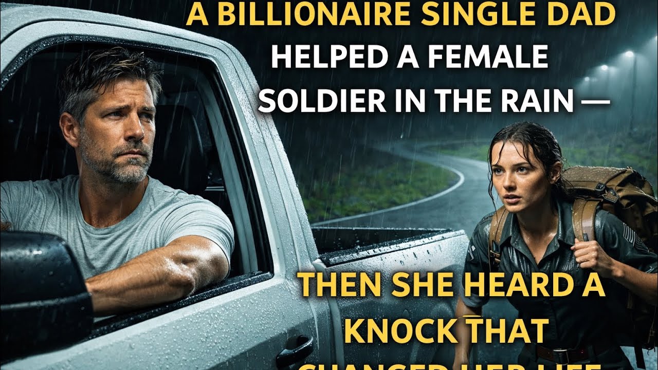 ❤️A billionaire Single Dad Helped a Female Soldier in the Rain - Then She Heard a Knock That Changed