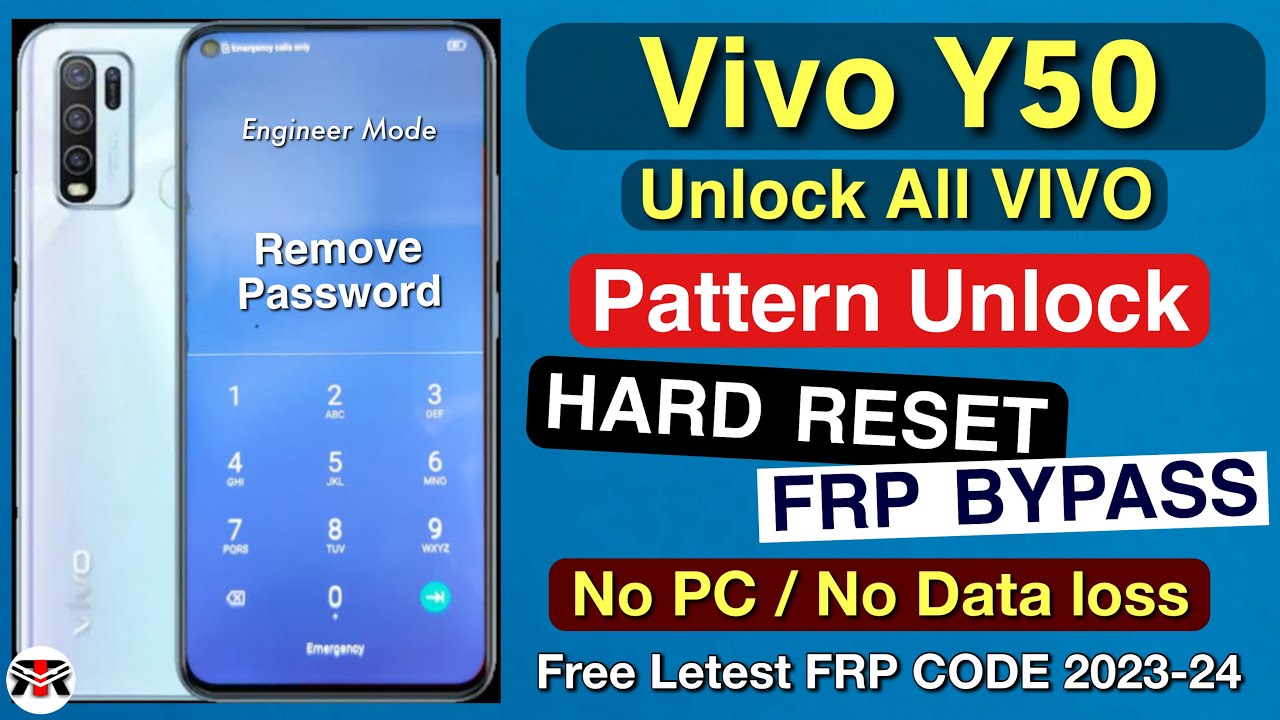 Vivo Y50 All Type Password Lock/Pattern Lock Remove ll Frp Bypass ll Google Account Lock Remove 2023