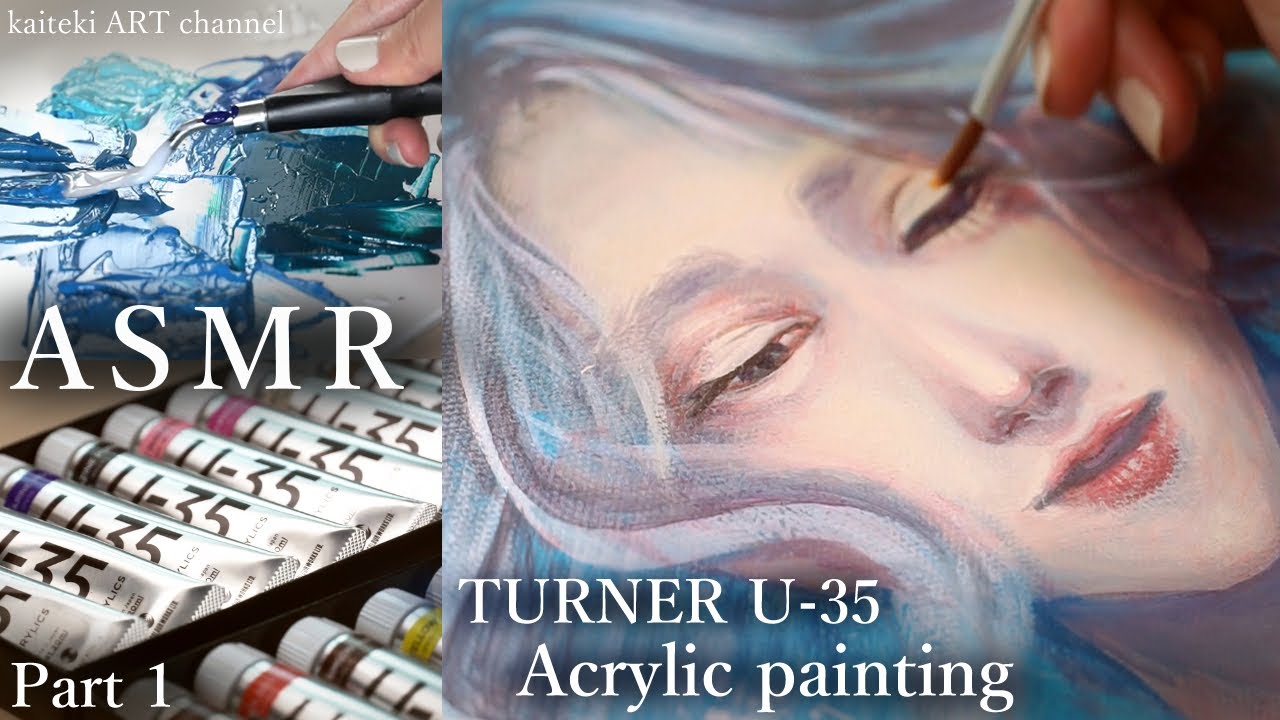 【ASMR】アクリルで絵を描く作業音 Part 1🎧SOUND and PAINTING - TURNER  U-35 Acrylic painting 🏖 Girl in the Sea