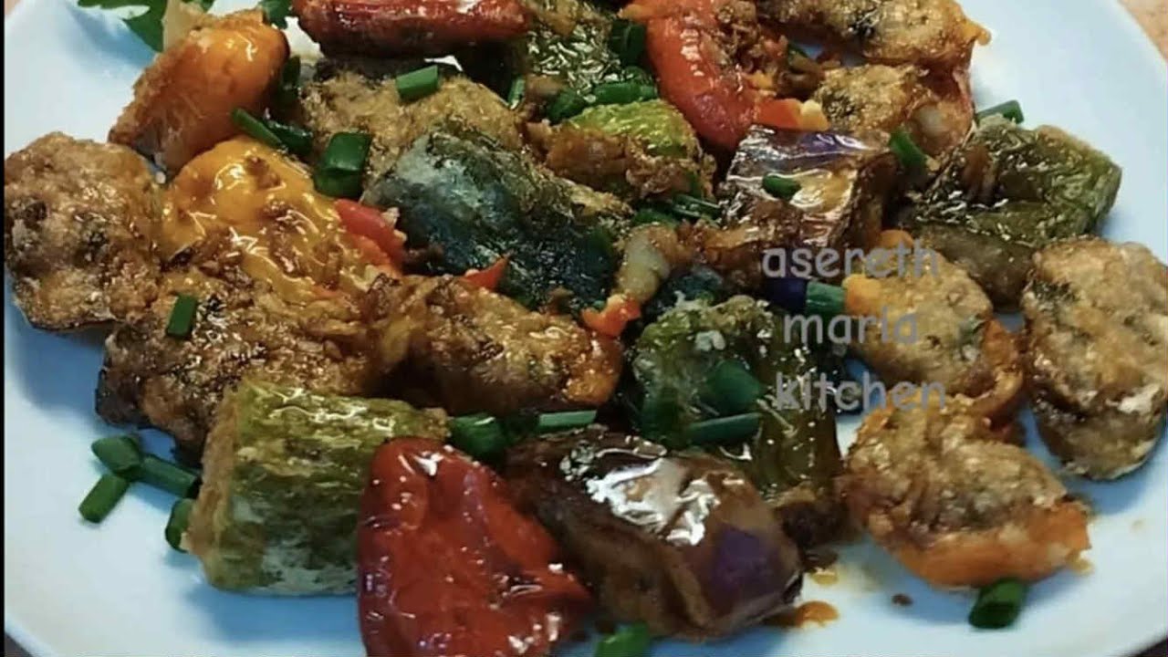 FRIED VEGETABLES STUFFED WITH MINCED FISH (Chinese Recipe) Hong Kong Street Food, Bell Peppers