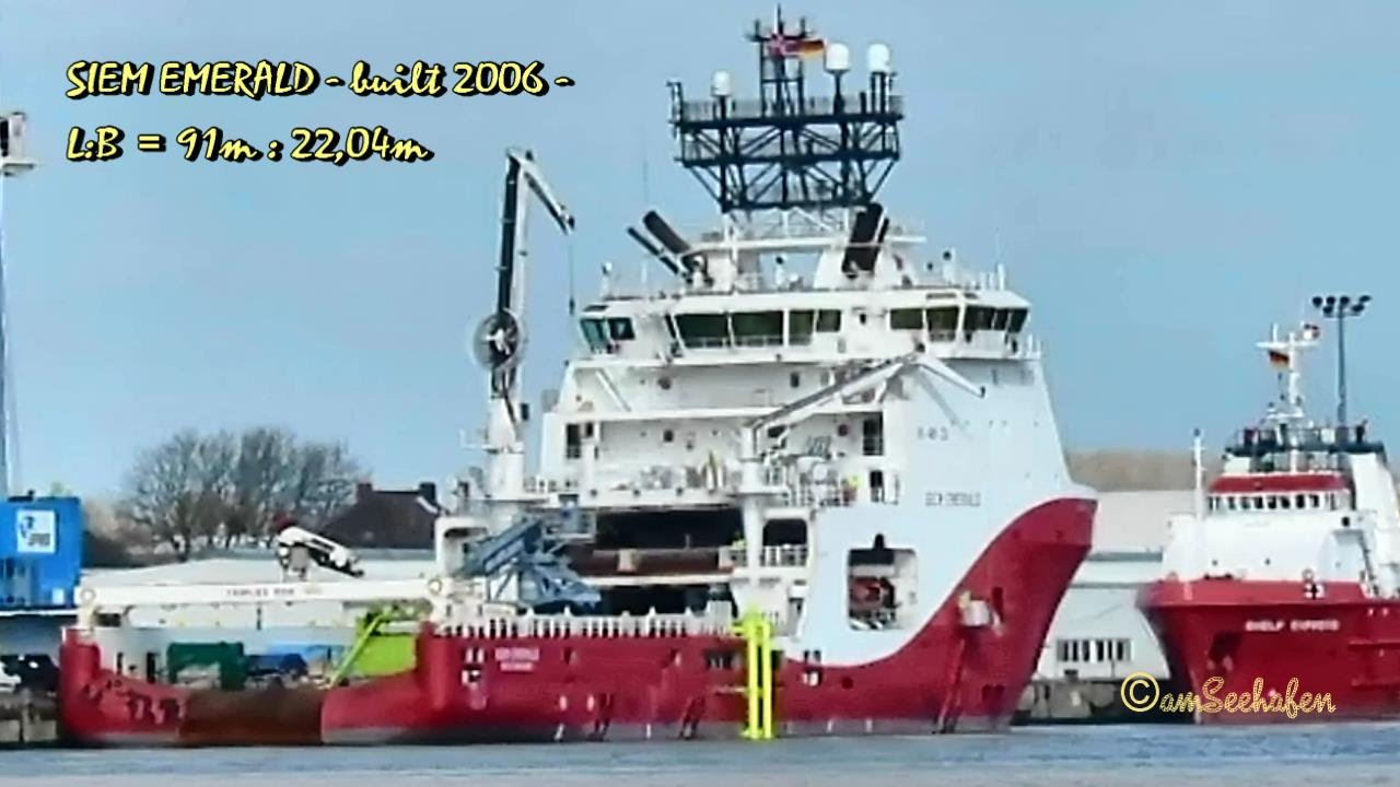 offshore tug SIEM EMERALD LARH3 IMO 9417701 in Emden supply vessel Hochsee Schlepper
