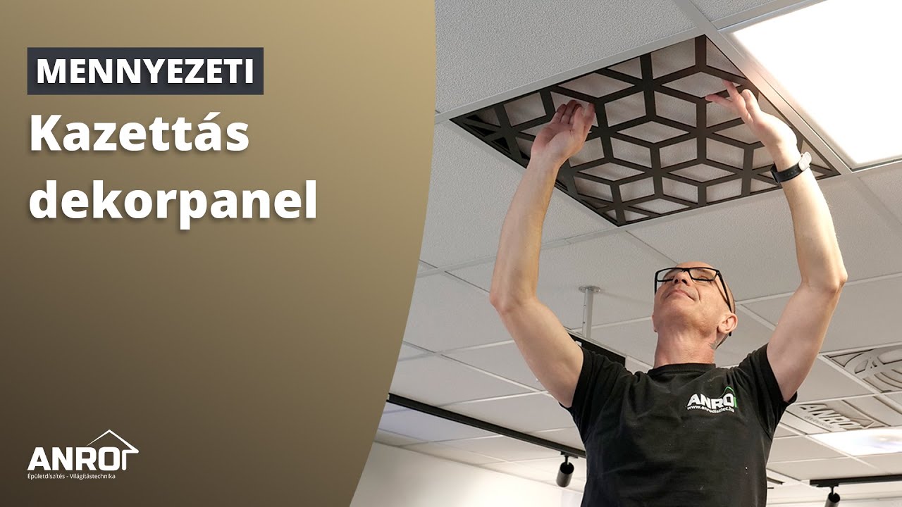 Kazettás álmennyezet díszítése mintás dekorpanelek alkalmazásával, akár világító LED panelhez is!