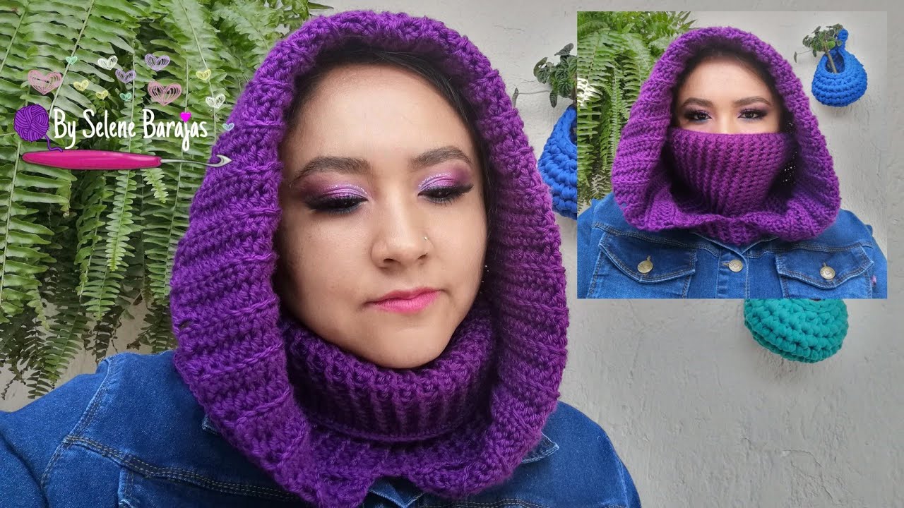 Cuello con GORRO tipo capucha a crochet | Fácil y rápido paso a paso