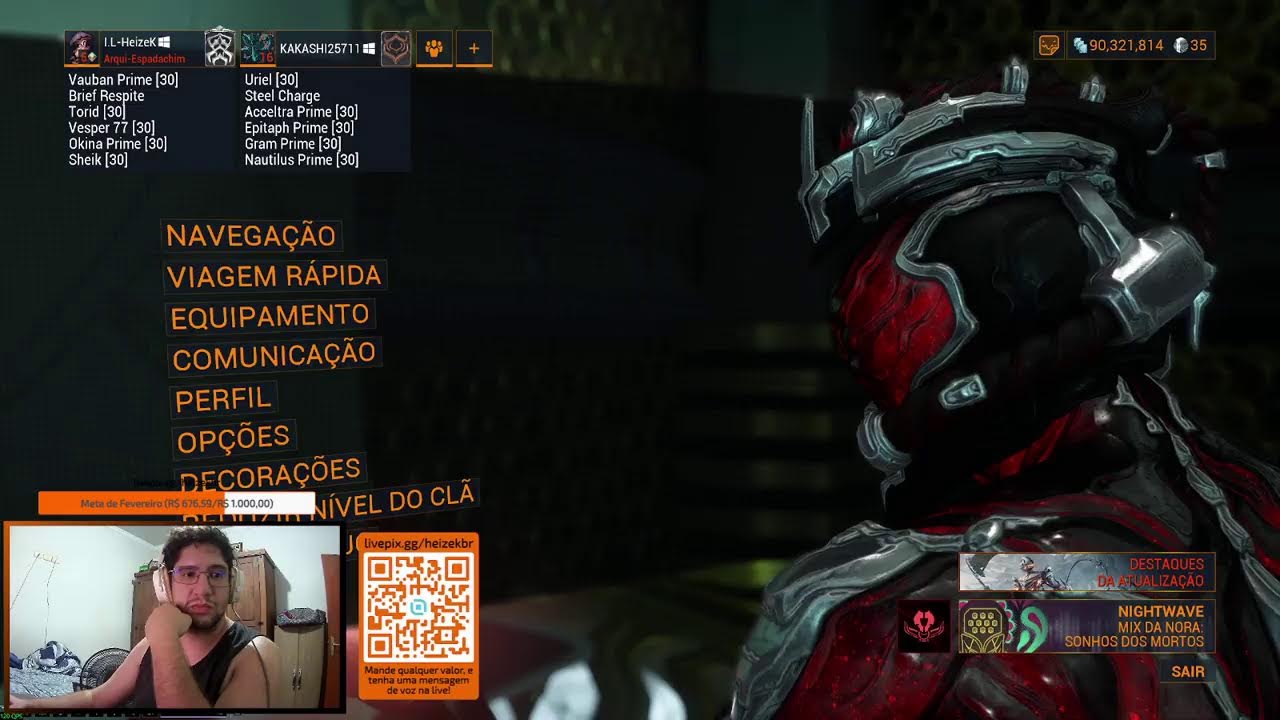 Salve galera! Live de Warframe. !pix !discord #warframe #tennocreate