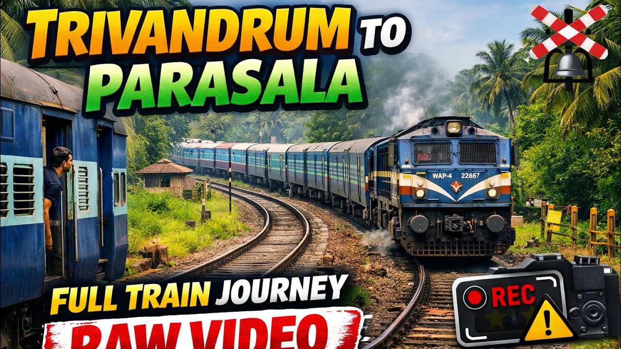 🚆 Trivandrum to Parasala Full Train Journey | Complete RAW Ride 🔴 | Kerala Scenic Rail Travel മലയാളം