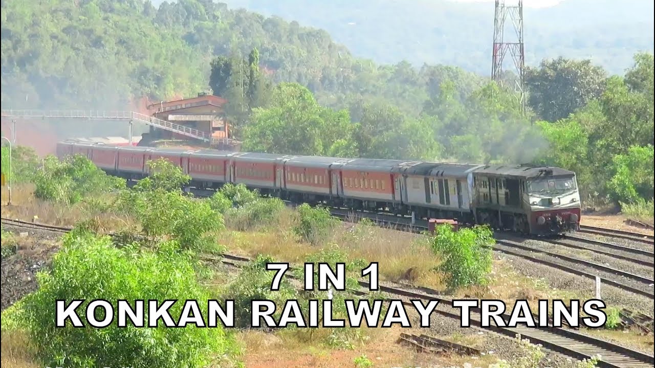 Stunning Trains Konkan Railway [7 in 1] Beautiful Nivasar Station : Rajdhani + Janshatabdi + Mandovi