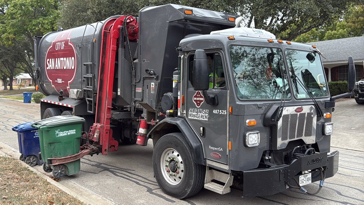 Various City of San Antonio Automated Garbage Trucks
