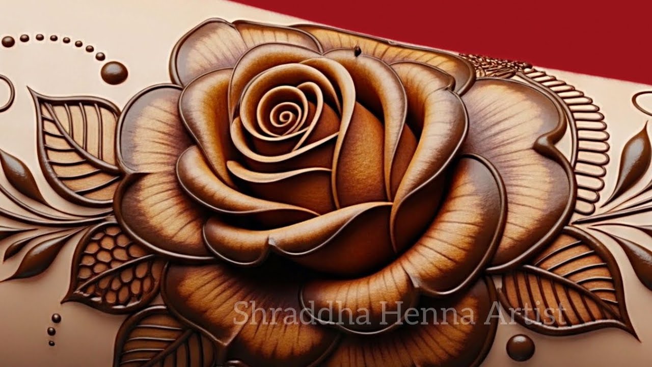 Very easy Arabic Rose Flower 3D tattoo Mehndi Design. Easy and beautiful Henna Design for Beginners