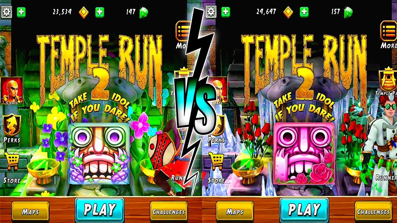 Temple Run 2 Blooming Sands Vs Winter Wasteland Map
