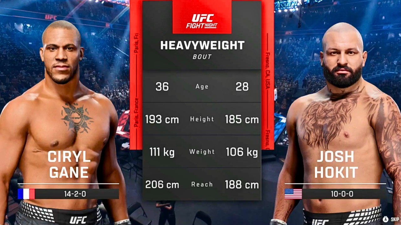 Ciryl Gane vs Josh Hokit FULL FIGHT | UFC 6 AI Simulation Gameplay (CPU vs CPU)