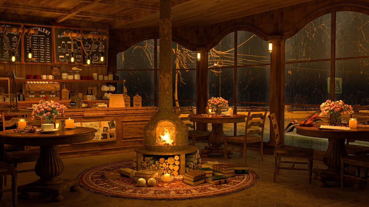 A Cozy Night in Cozy Coffee Shop - Relaxing Jazz Background Music to Relax/Study to