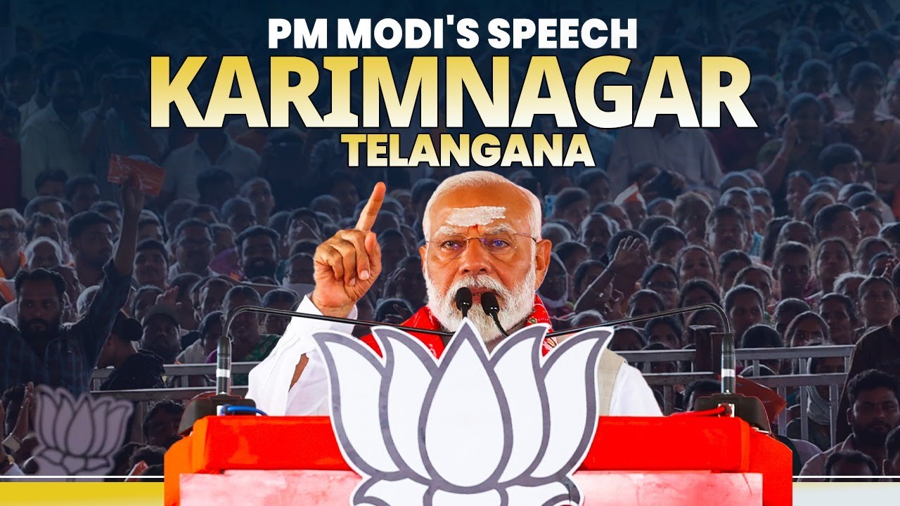 PM Modi addresses a public meeting in Karimnagar, Telangana