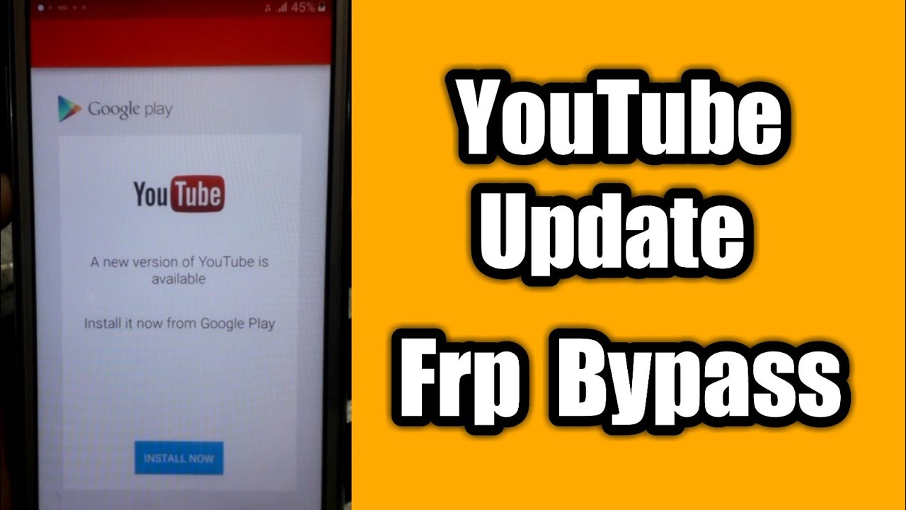 Stuck on youtube update frp bypass solution all Brands