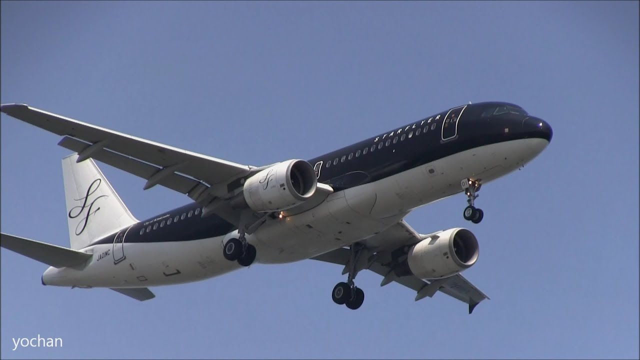 Airbus A320-200 (A320-214) StarFlyer "Japanese airline" Landing approach !!