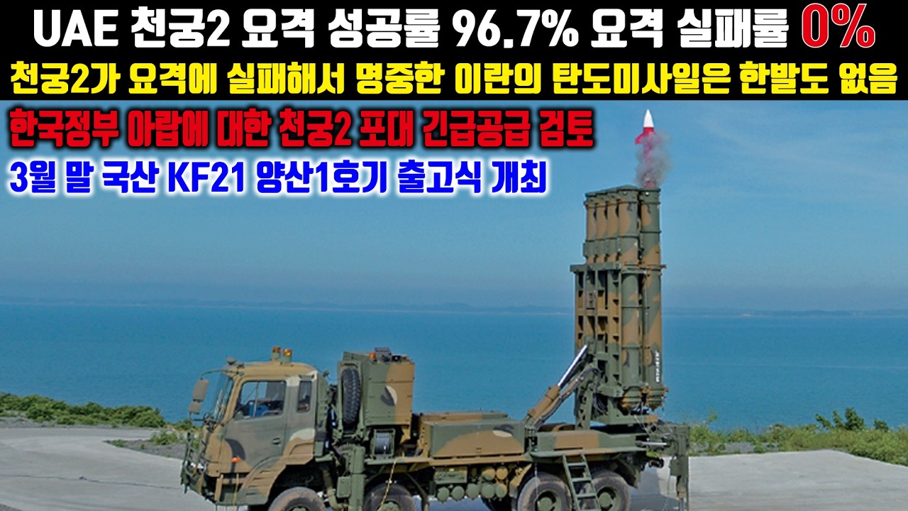 UAE 천궁2 요격 성공률 96.7% 요격 실패률 0%.천궁2가 요격에 실패해서 목표에 명중한 이란의 탄도미사일은 한발도 없다.