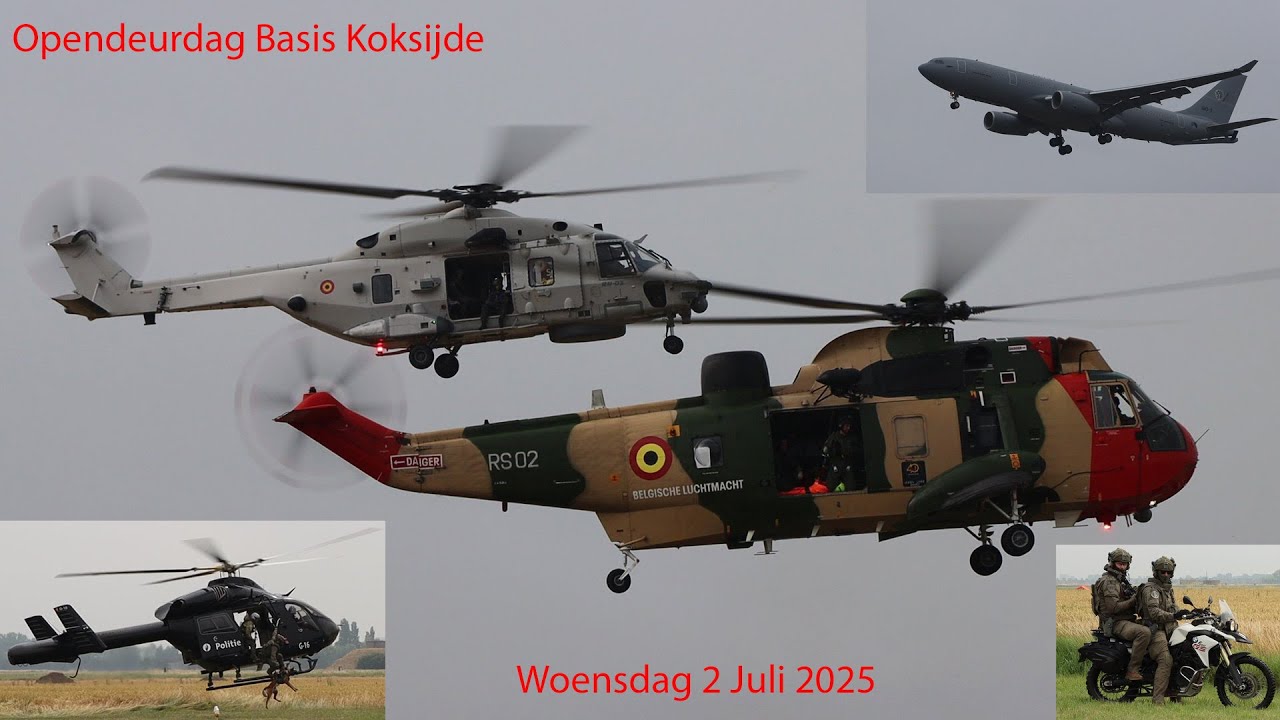 Open Door Basis Koksijde 2025 met demo's  Belgische politiehelikopter en Seaking en F-16's
