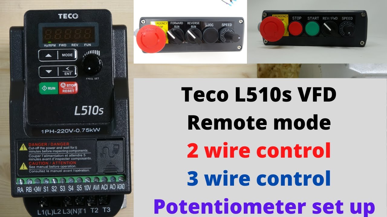 Teco L510s VFD, дистанционный режим, 2-проводное управление, 3-проводное управление и настройка п...
