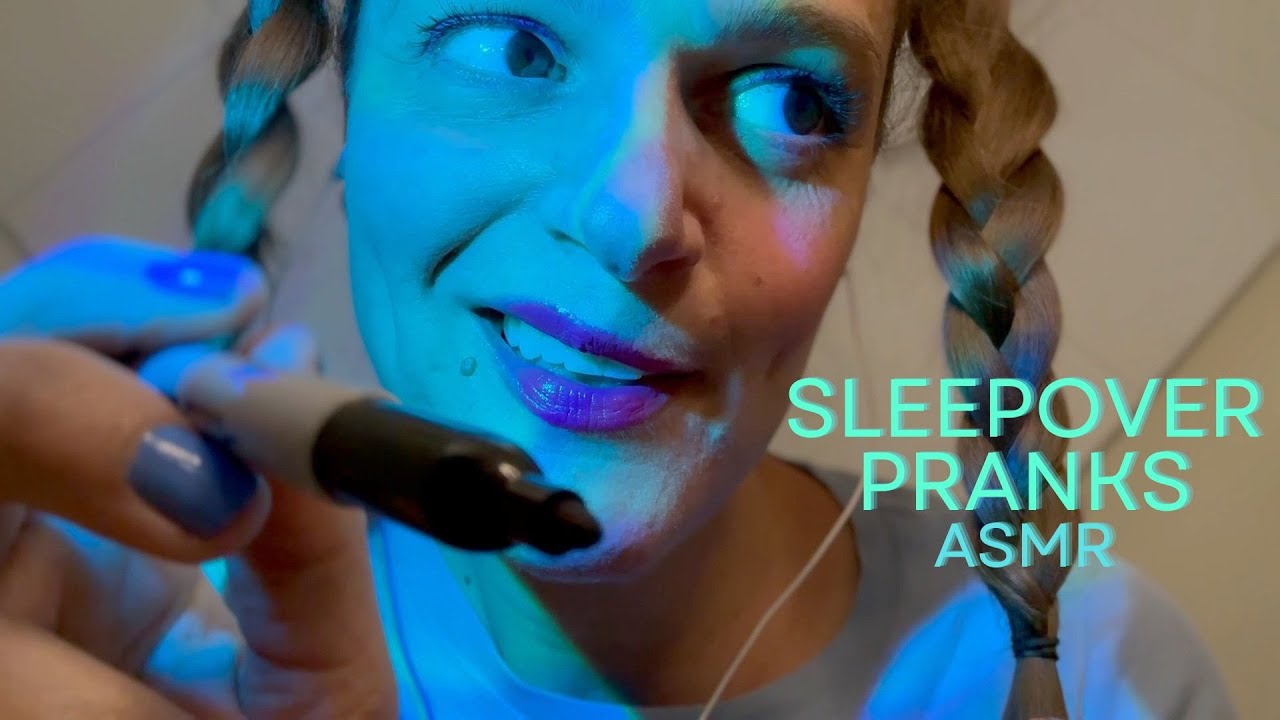 AMSR | Sleepover Pranks! (creepy roleplay) Hair cutting, Face Drawing, Prank Call, Hand in Ice Water