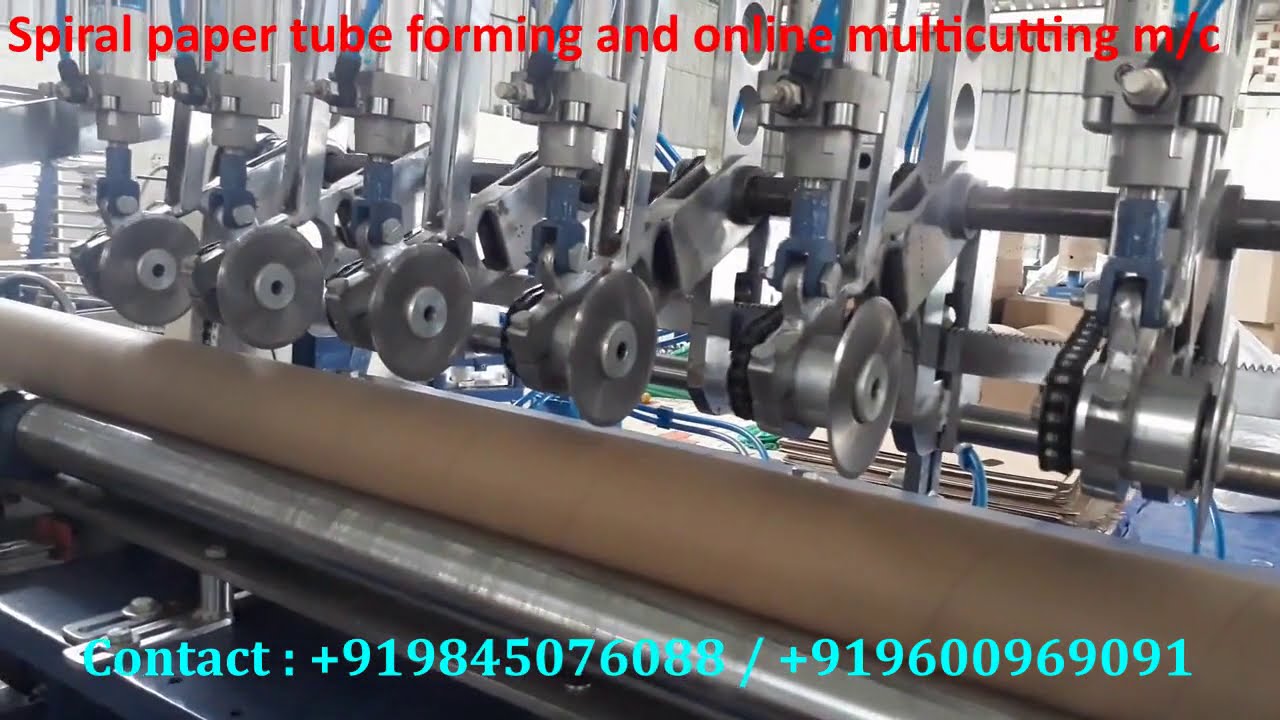 Spiral paper tube forming and online multi cutting machine