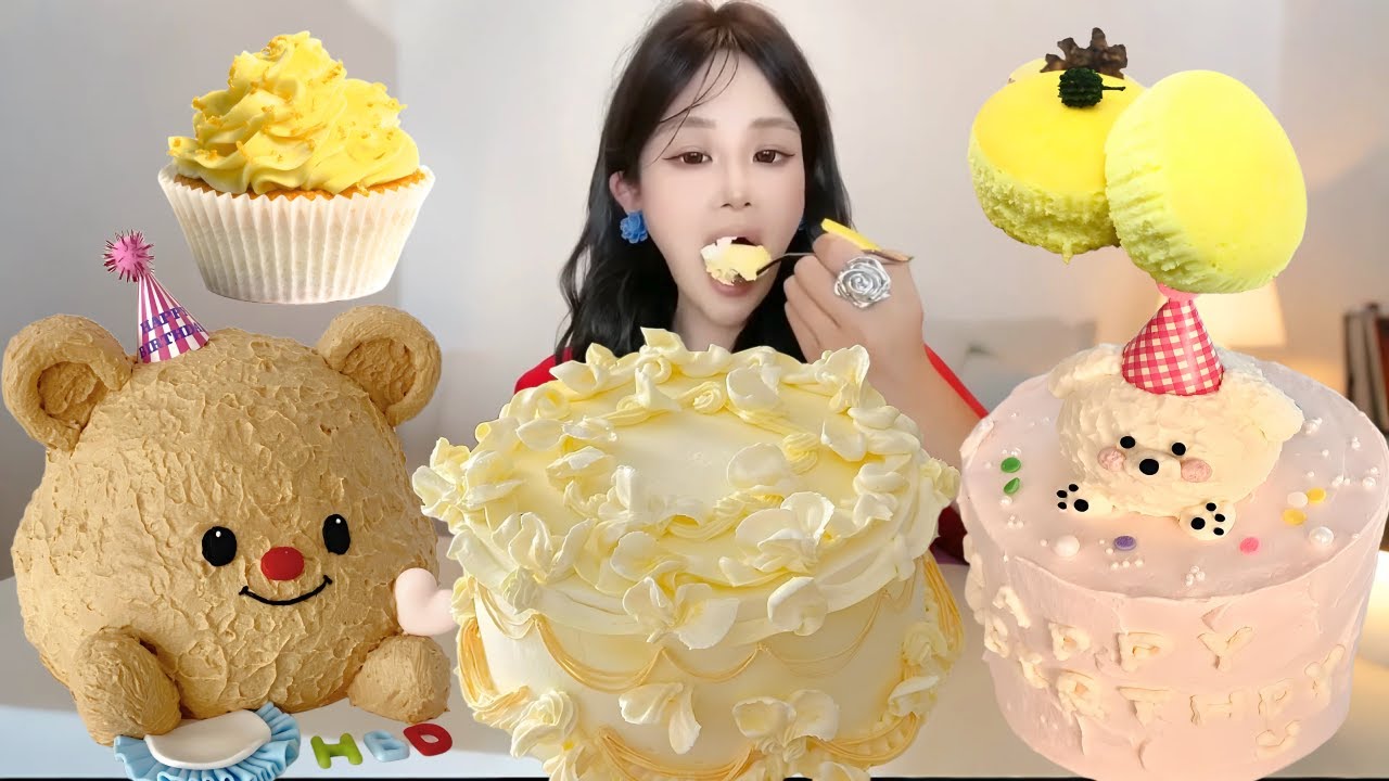 Asmr🍰Eating Custard Butter Cake🍰 (Soft And Waxy Sound) 크림丨먹방丨Mukbang丨Satisfying丨Eatings