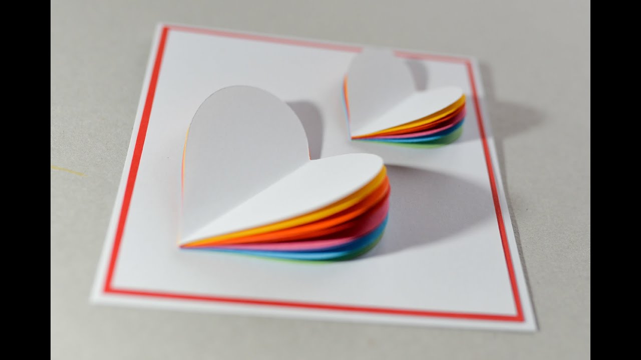 How to Make - Valentine's Day Card Rainbow Heart Greeting Card - Step by Step | Kartka Na Walentynki
