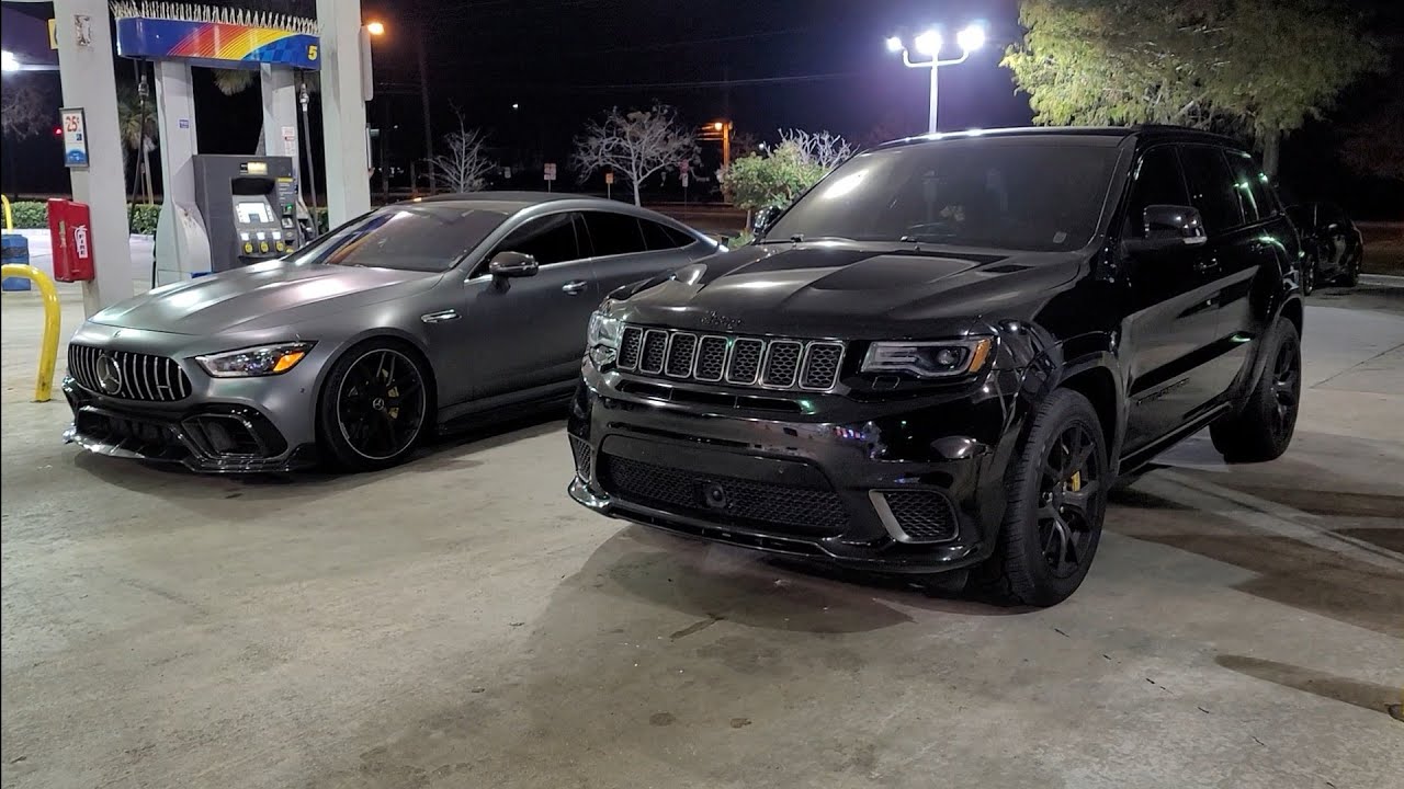 2021 Mercedes GT63 S AMG Bolt Ons 93 vs 2018 Jeep Trackhawk Bolt Ons 93 // Dig + Roll Race