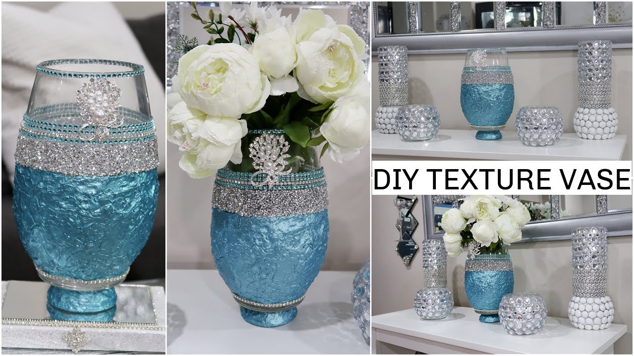 DIY TEXTURE GLAM VASE DECOR | DIY MODERN AND ELEGANT HOME DECOR IDEA 2021| EASY & INEXPENSIVE DIY