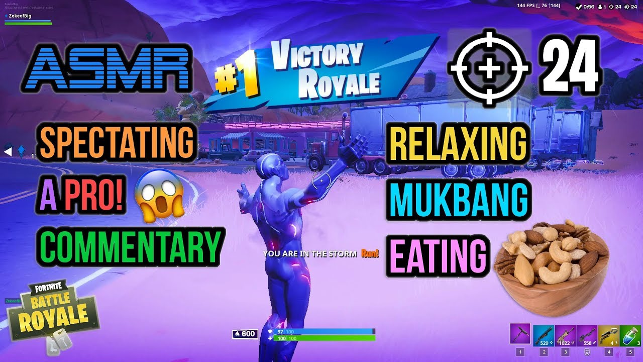 ASMR Gaming | Fortnite Pro 24 Kills Mukbang Eating Crunchy Nuts 먹방 🎮🎧 Relaxing Whispering😴💤