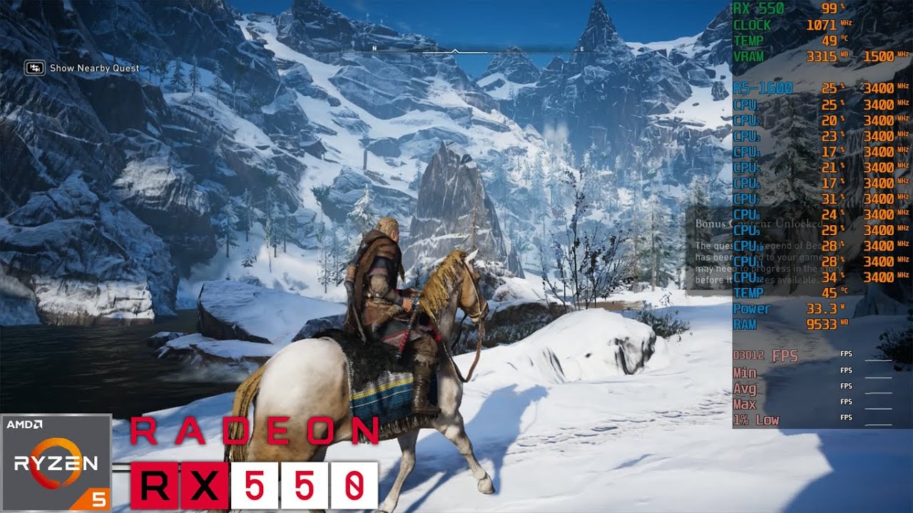 Assassin's Creed Valhalla | RX 550 4GB | Ryzen 5 1600