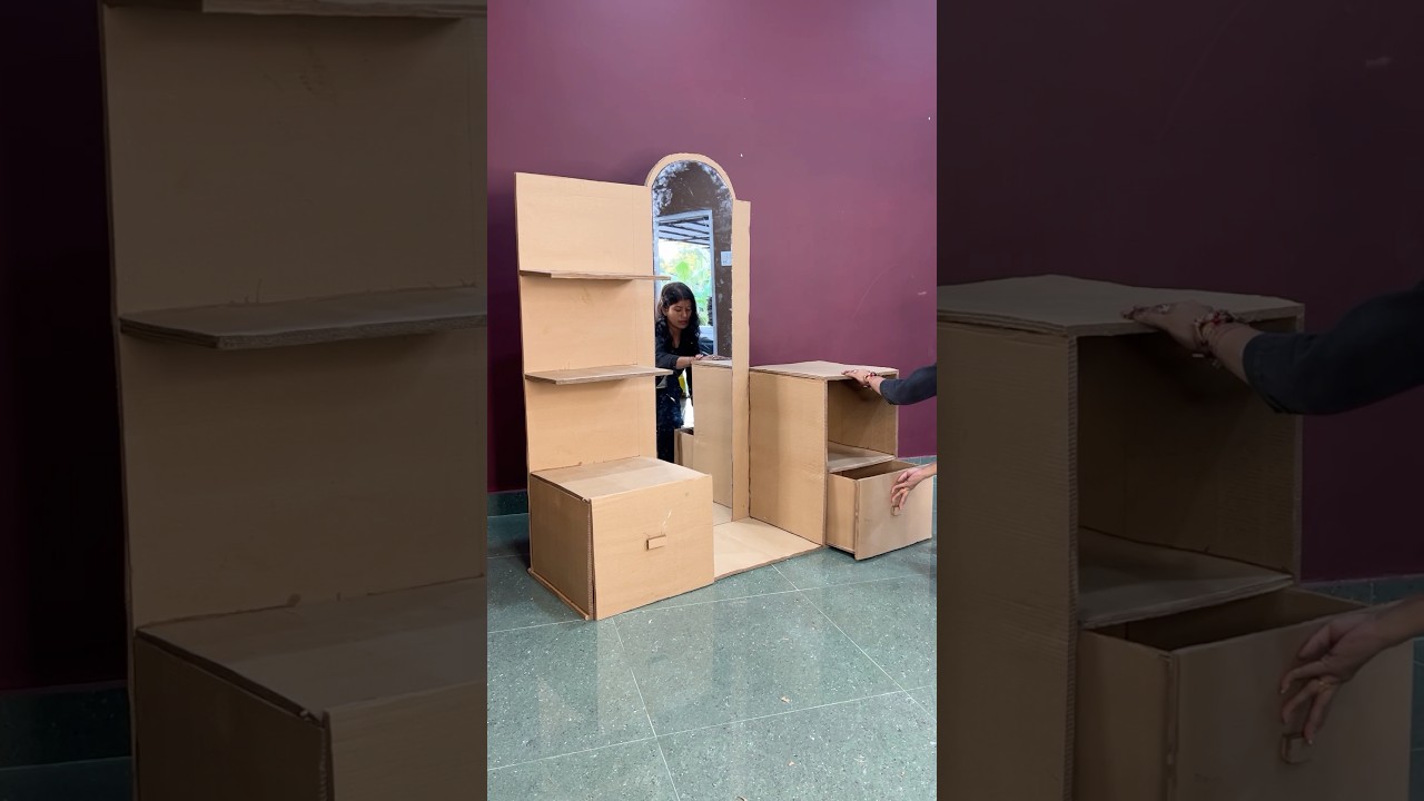 Beautiful DIY Dressing Table with Glass #short #reel #viral #trending #youtubeshort #cardboardcraft
